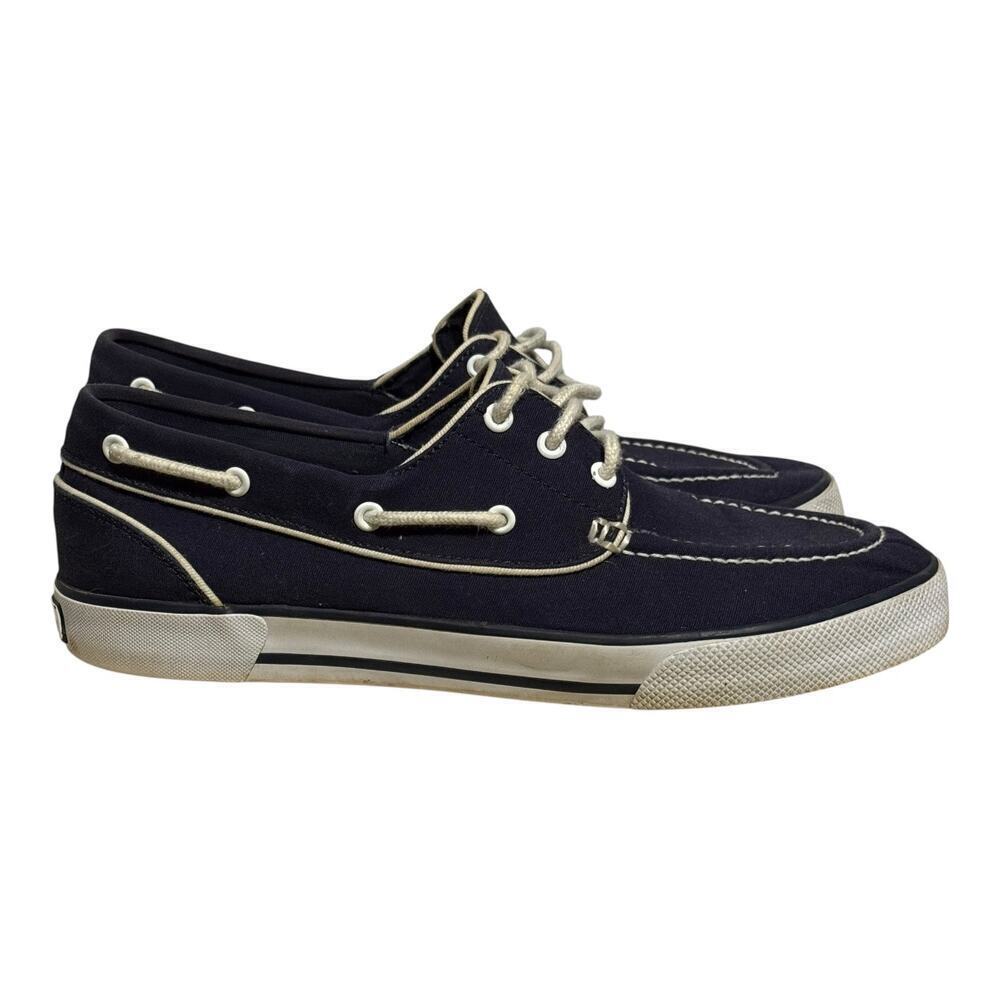 Ralph Lauren Polo Navy Canvas Boat Shoes Men's Size 10D Deck Slip On Loafers